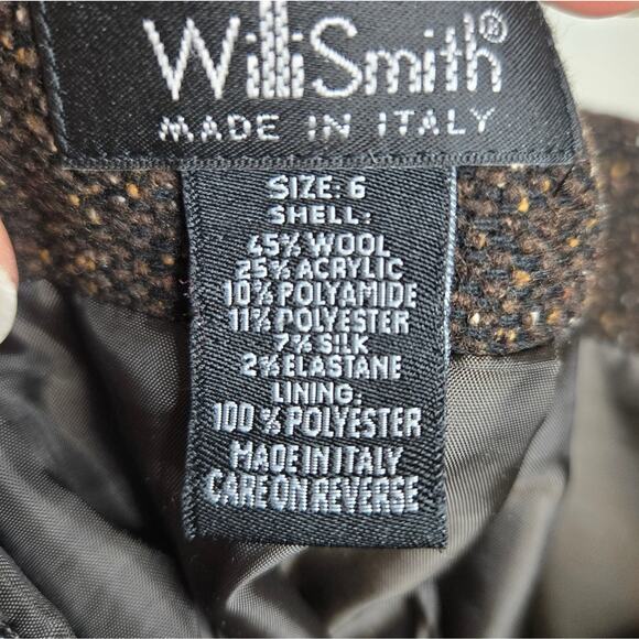 WILLI SMITH Brown Fully Lined Tweed Skirt Made in Italy Size 6 - Picture 12 of 13